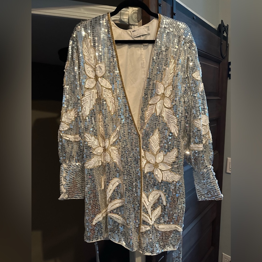 ASOS Edition Floral sequin wrap Wrap Dress Size 10